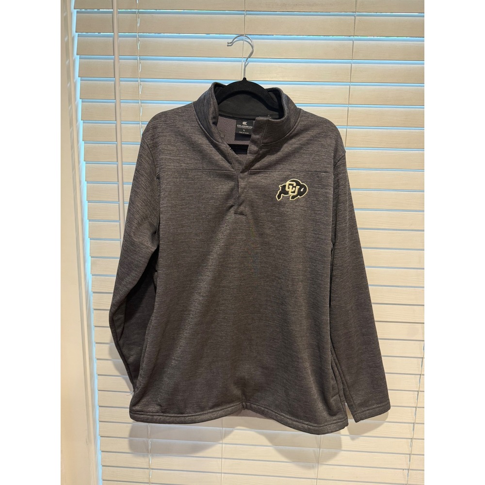 Colosseum Colorado Buffaloes Mens Large Quarter Snap Pullover Charcoal Grey CU